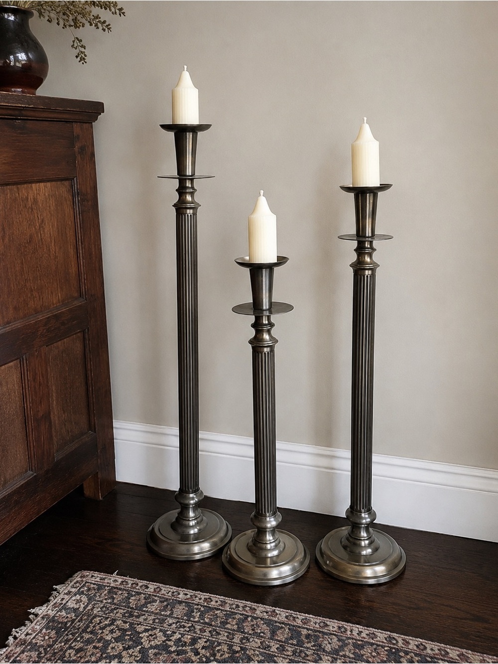Vintage Bombay Company Style Metal Floor Candle Holders – Set of 3